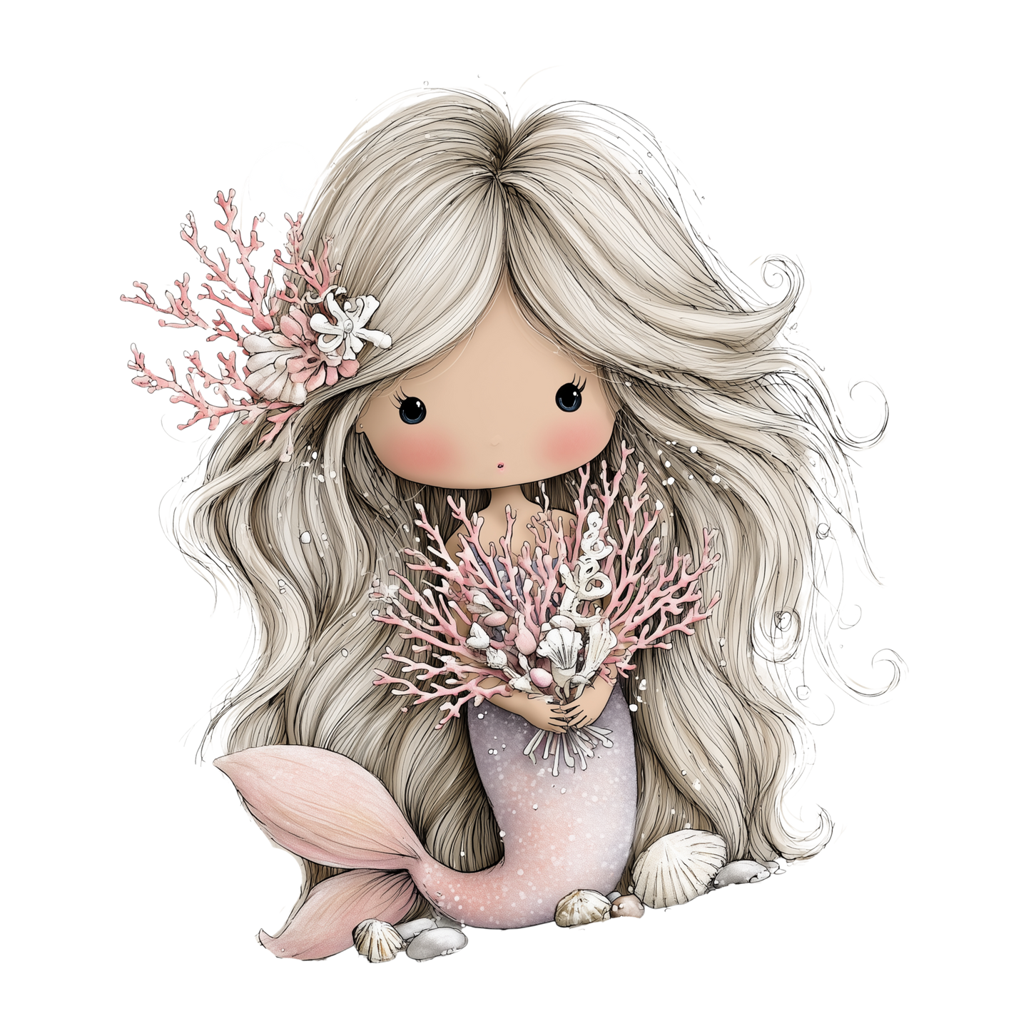 Meerjungfrau Kinder Bügelbild „Magische Meeresfreunde“ | DTF Transfer für Kleidung & Accessoires