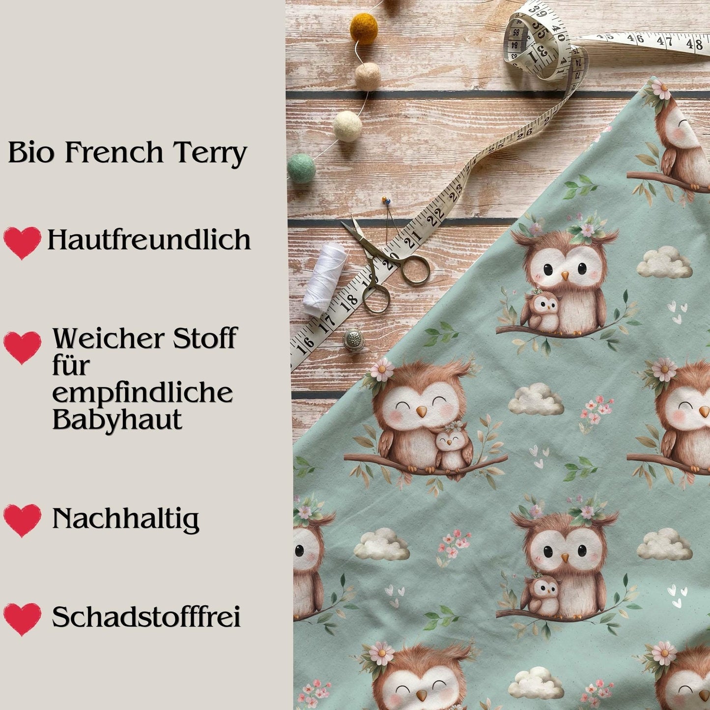 Handmade Babystrampler "Eule" in Mint