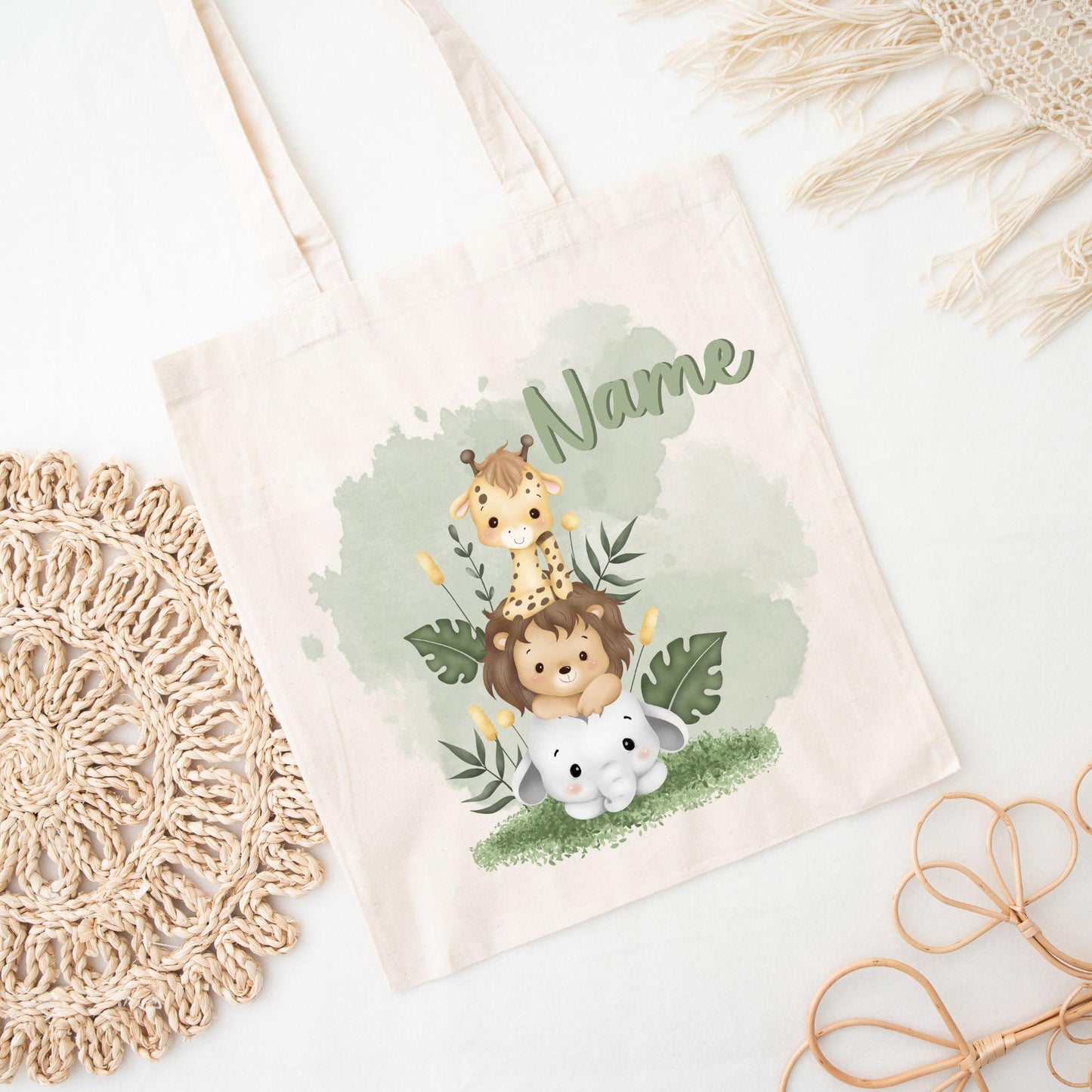 Personalisiertes Gastgeschenk kleine Jutebeutel - Safari