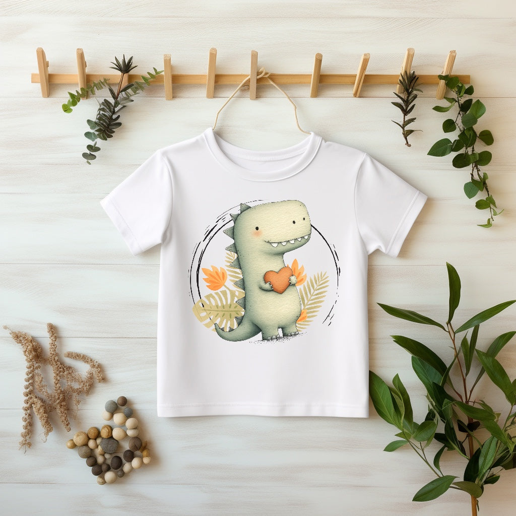 Dino Kinder Bügelbild „Herzensdino“ | DTF Transfer für Kleidung & Accessoires