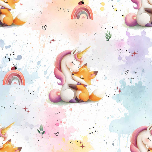 Rib Jersey "Einhorn & Fuchs" - Stoff Meterware