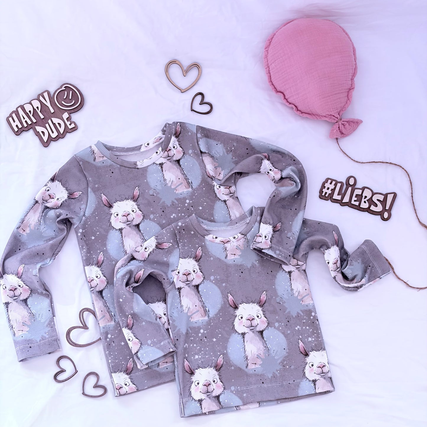 Lama Grau | Lama Stoff Meterware | Kinderstoff