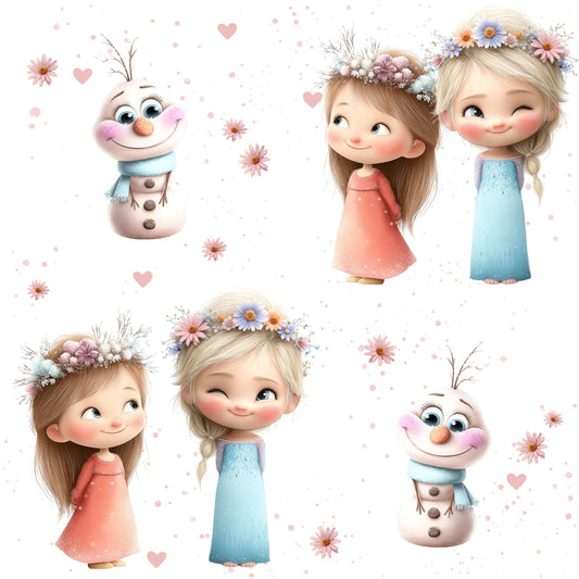 Schnee Schwestern | Mädchen Stoff Meterware | Kinderstoff