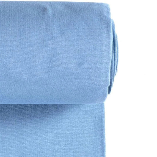 Bündchen Stoff in Eisblau - Feinripp