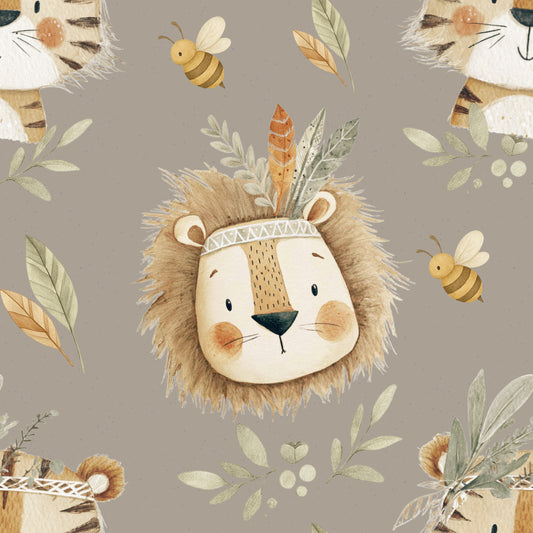 Boho Safari Freunde | Safari Tiere Stoff Meterware | Kinderstoff