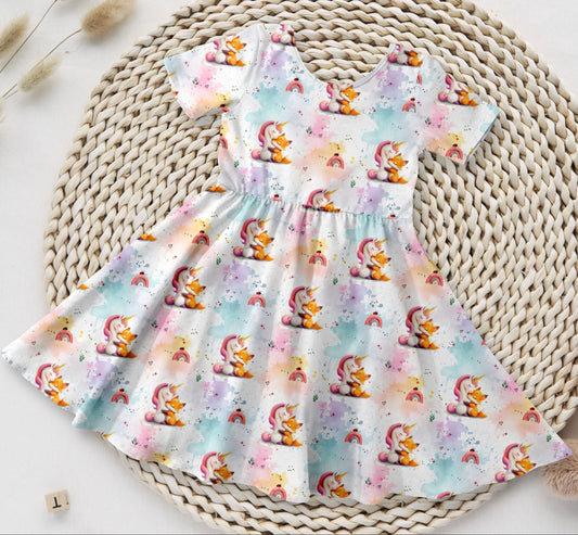 Drehkleid "Einhorn & Fuchs" aus French Terry