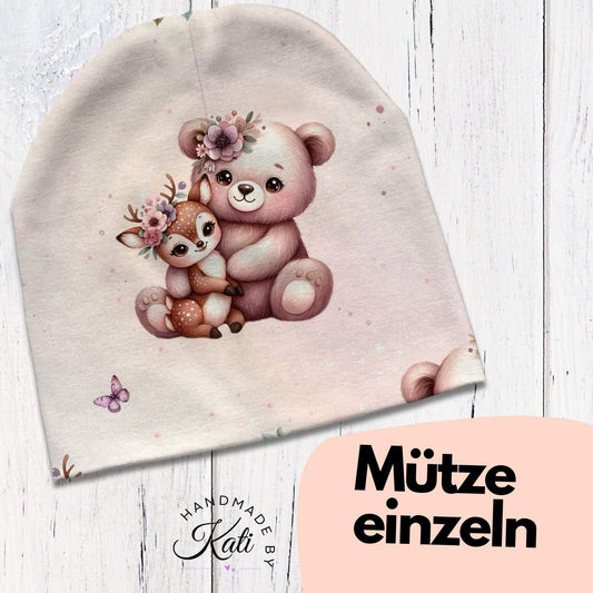 Handmade Beanie Mütze "Bär & Reh"