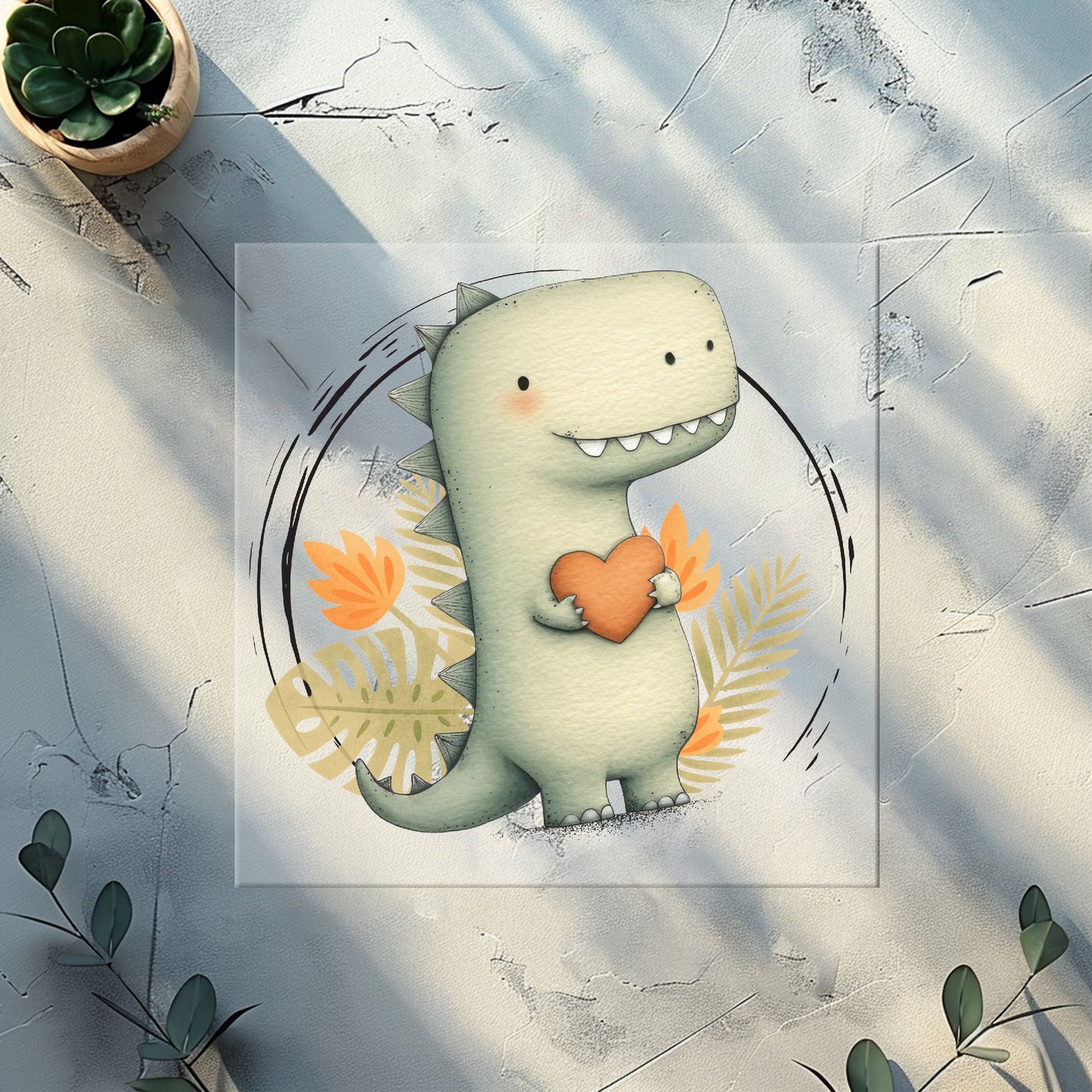 Dino Kinder Bügelbild „Herzensdino“ | DTF Transfer für Kleidung & Accessoires