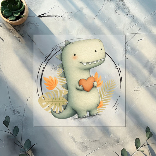 Dino Kinder Bügelbild „Herzensdino“ | DTF Transfer für Kleidung & Accessoires