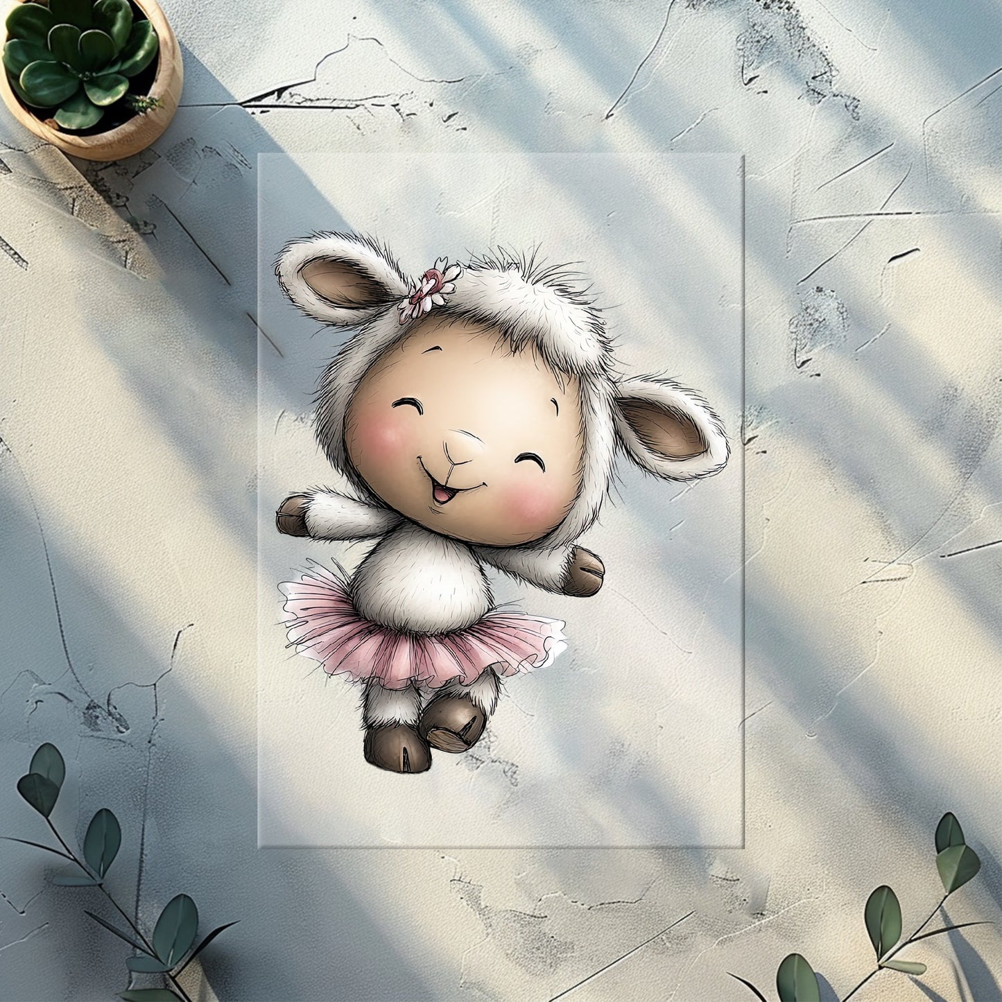 Ballerina Lamm Mädchen Bügelbild | DTF Transfer für Kleidung & Accessoires