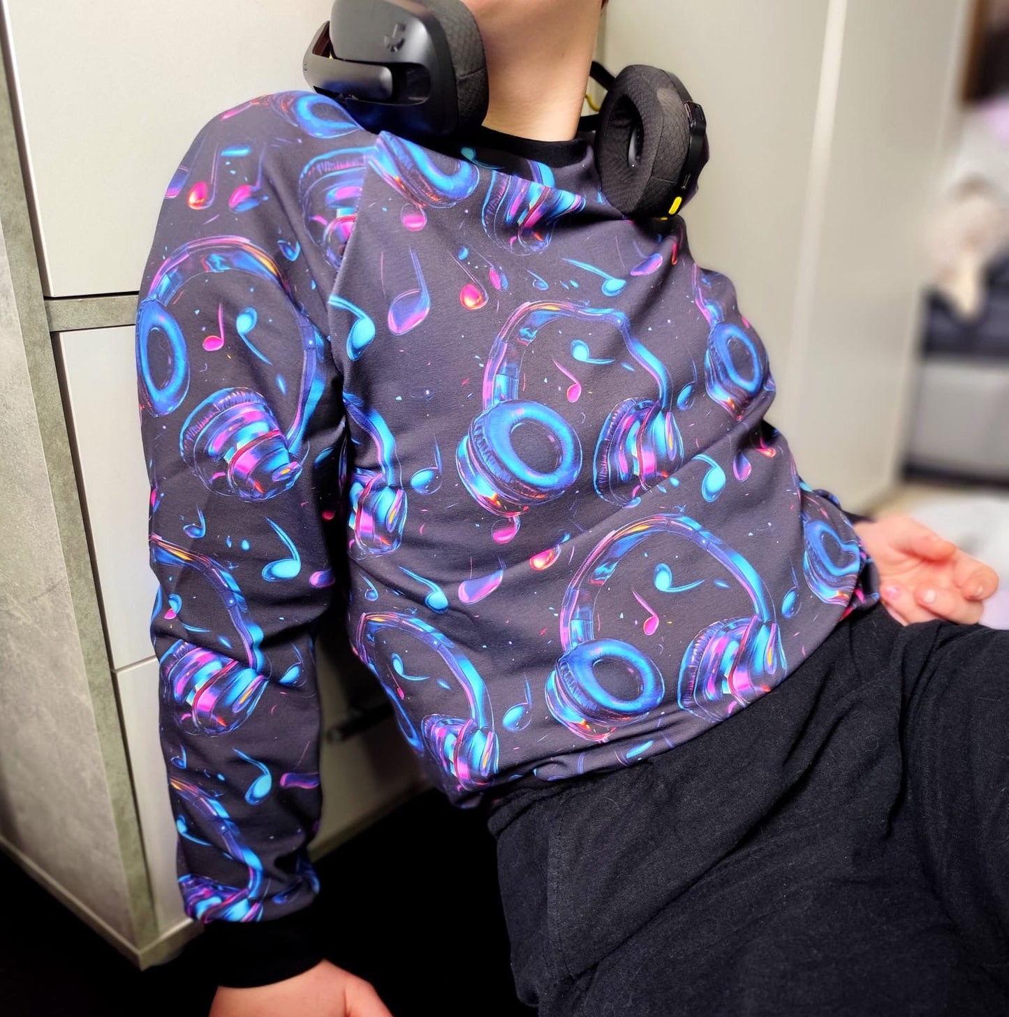 Neon Beats | Musik Stoff Meterware | Kinderstoff