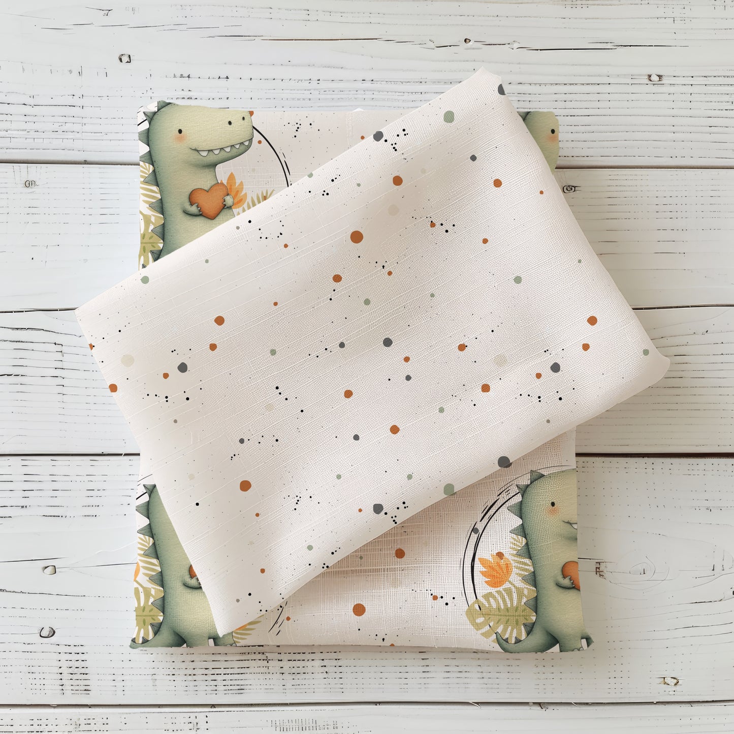 Kinderstoff Meterware Jersey | Rib Jersey | French Terry | Dino Kombi Stoff „Herzensdino"