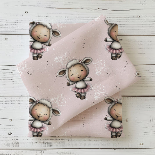 Kinderstoff 0,5m French Terry Meterware „Tanzendes Lämmchen"