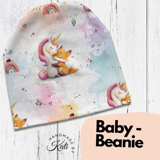 Handmade Beanie Mütze "Einhron & Fuchs"