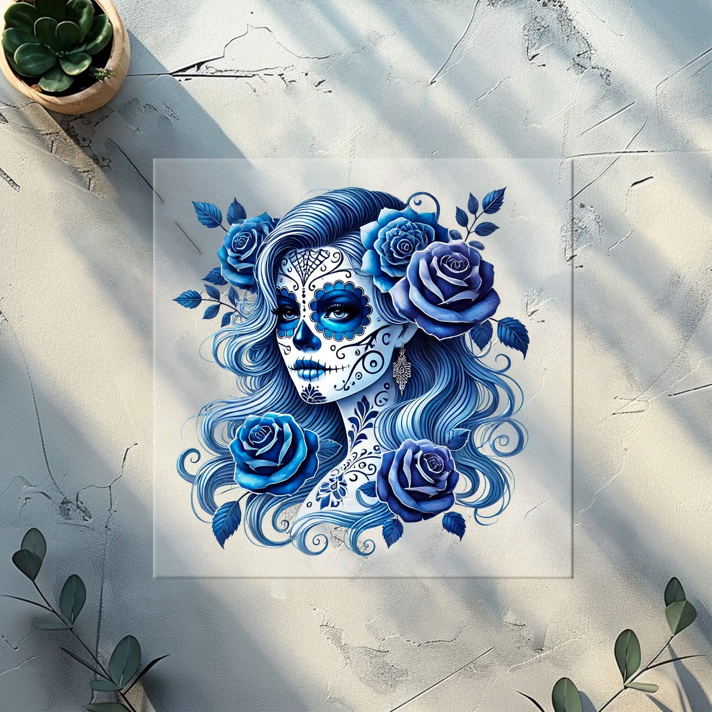 Bügelbild im Día-de-los-Muertos-Stil