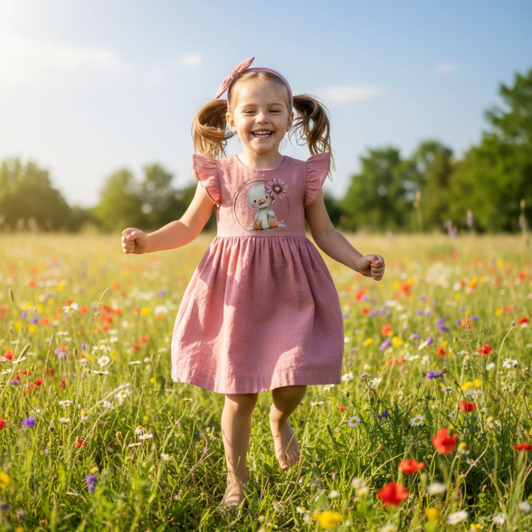 Enten Mädchen Bügelbild „Glücksente“ | DTF Transfer für Kleidung & Accessoires