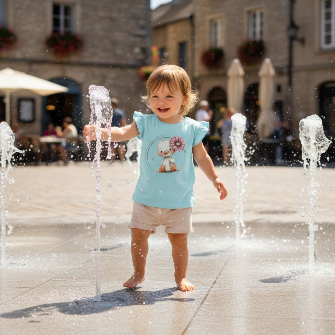 Enten Mädchen Bügelbild „Glücksente“ | DTF Transfer für Kleidung & Accessoires