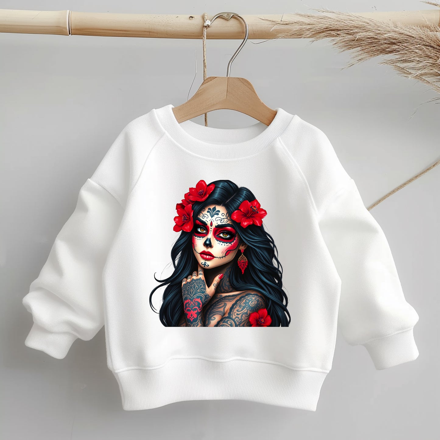 Glitzer-/Bügelbild "la Catrina" in Rot & Schwarz
