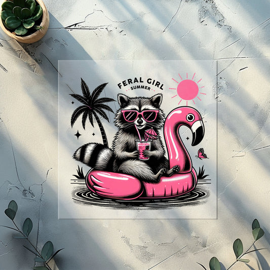 Bügelbilder für Textilien "Waschbär Pool Party"
