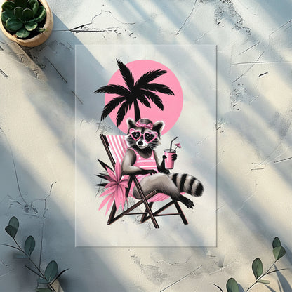 Glitzer-/Bügelbild "Pink Paradise Raccoon"