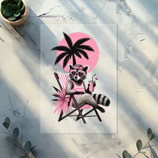 Glitzer-/Bügelbild "Pink Paradise Raccoon"