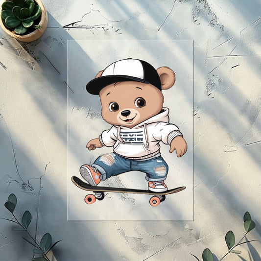 Bügelbild "Skater Bär" für Textilien