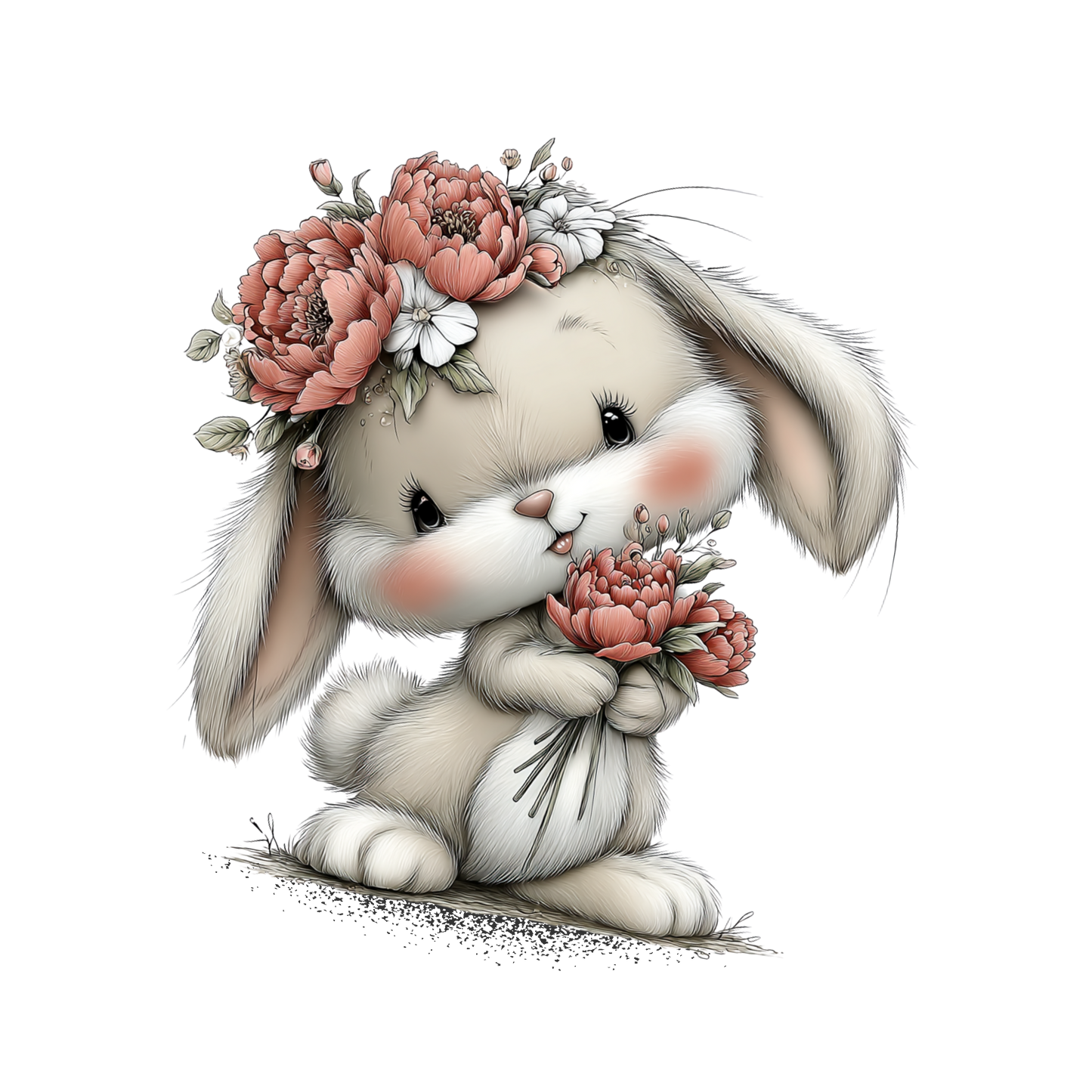 Hase Kinder Bügelbild „Frühlingshase“ | DTF Transfer für Kleidung & Accessoires