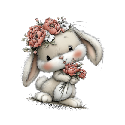 Hase Kinder Bügelbild „Frühlingshase“ | DTF Transfer für Kleidung & Accessoires