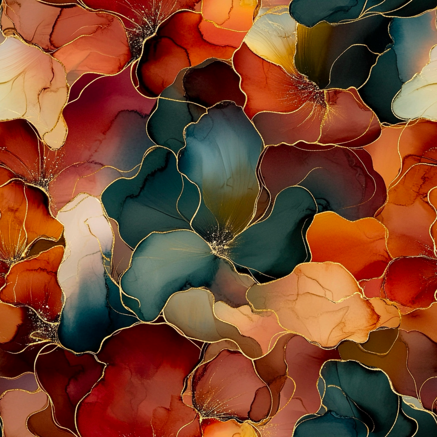 Golden Petals | Blumen Stoff Meterware