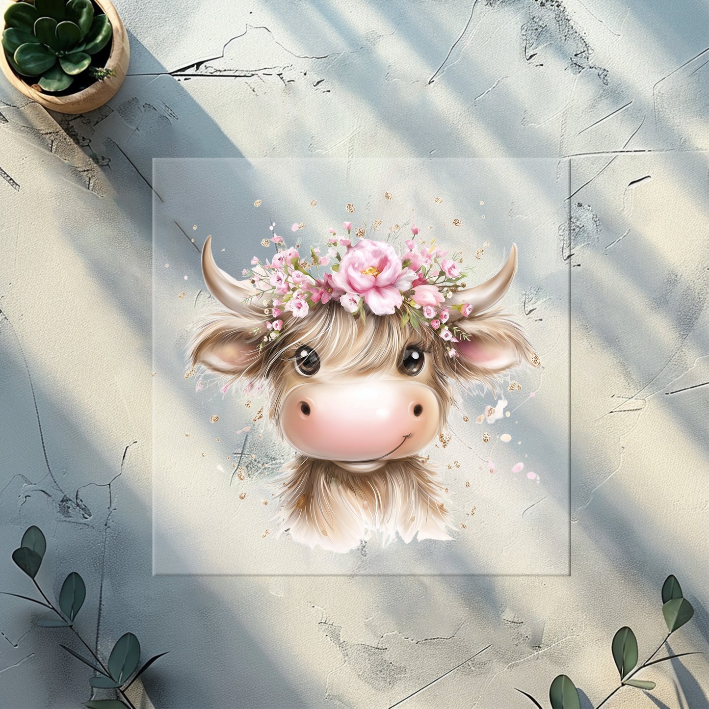 Highland Kuh Mädchen Bügelbild | DTF Transfer für Kleidung & Accessoires