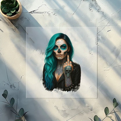 DTF-Bügelbilder für Textilien "Viva la Rebel" petrol