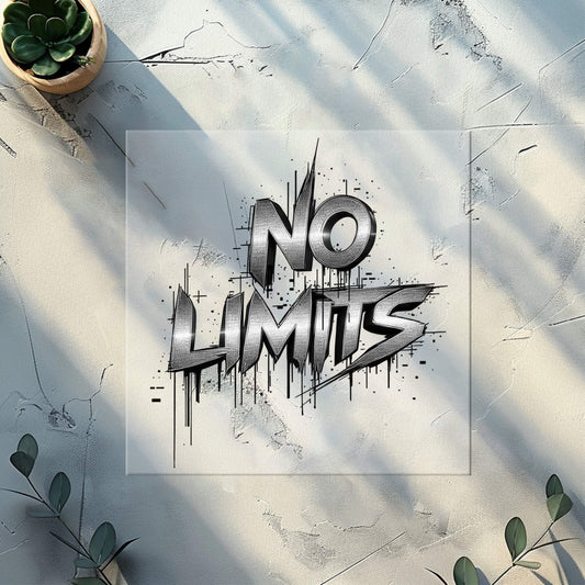 Graffiti Bügelbild „NO LIMITS“ | DTF Transfer für Kleidung & Accessoires