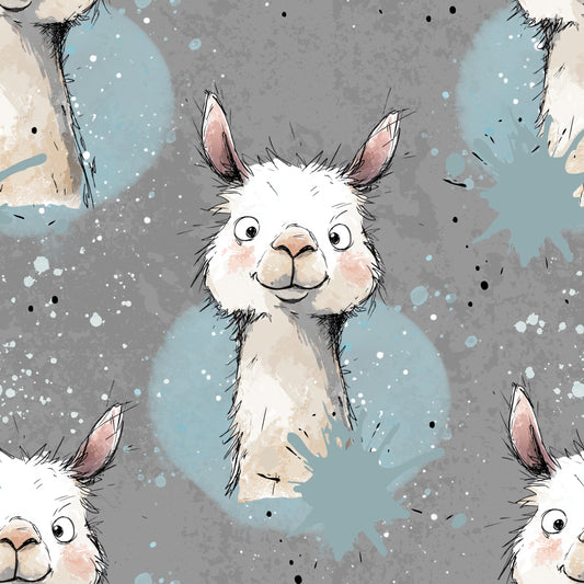 Lama Grau | Lama Stoff Meterware | Kinderstoff