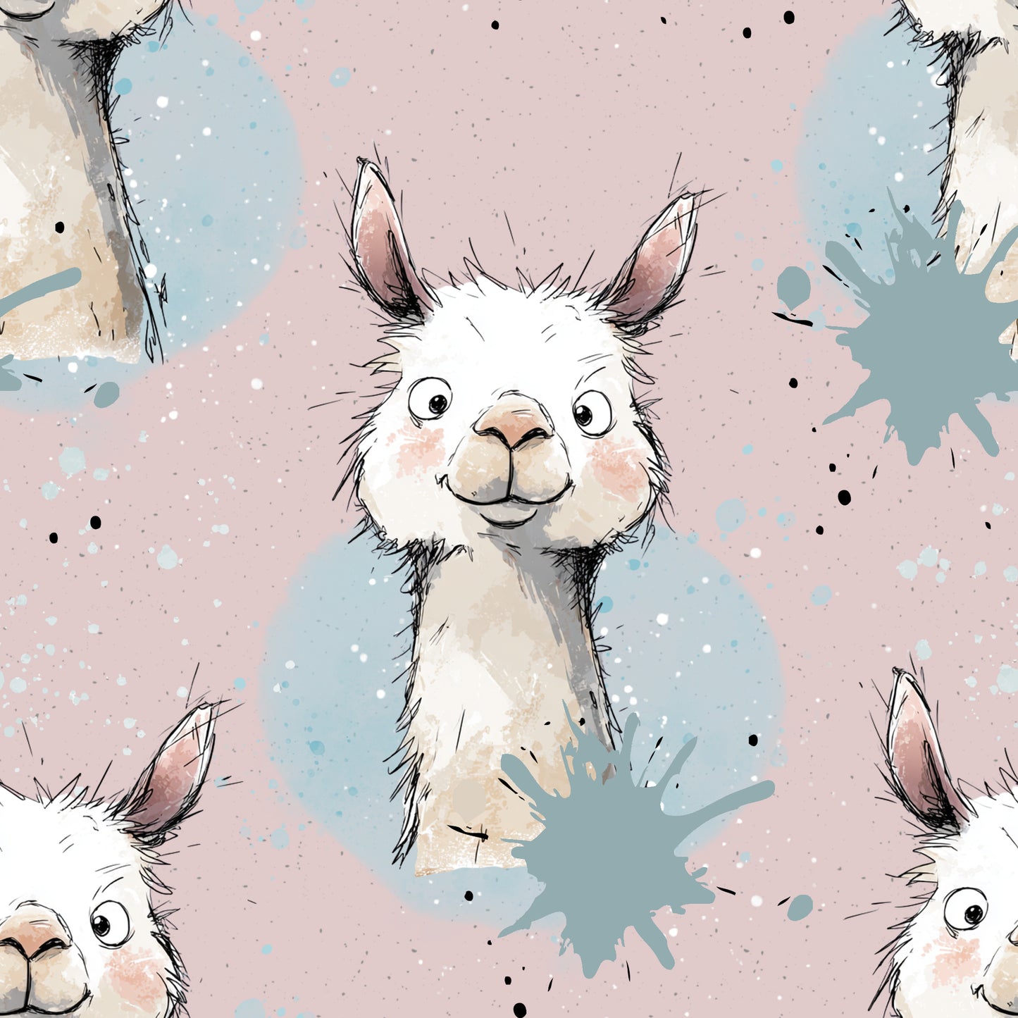 Lama Rosa | Lama Stoff Meterware | Kinderstoff