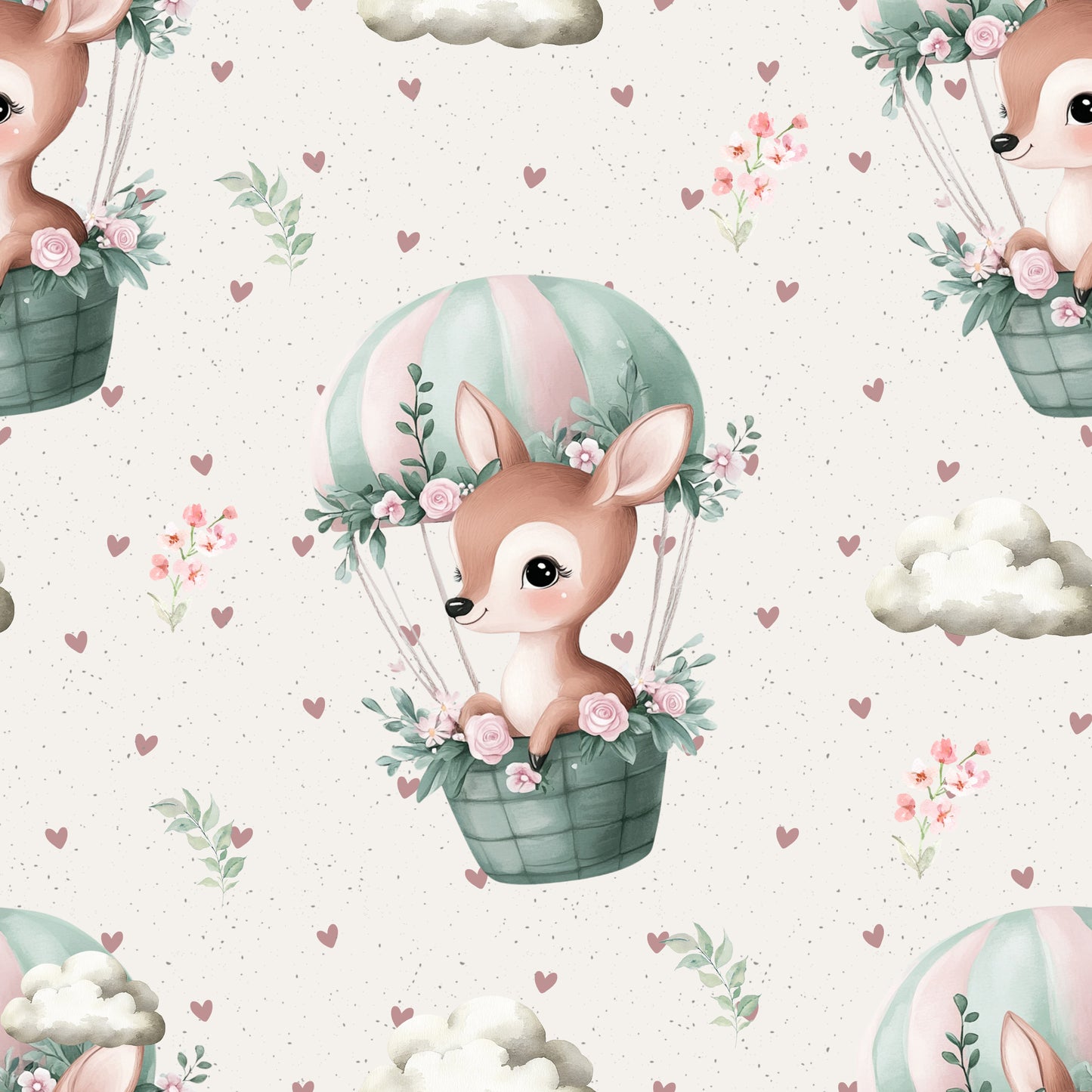 Heißluftballon Reh | Reh Stoff Meterware | Kinderstoff