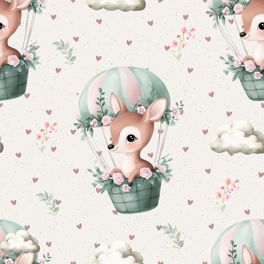 Heißluftballon Reh | Reh Stoff Meterware | Kinderstoff