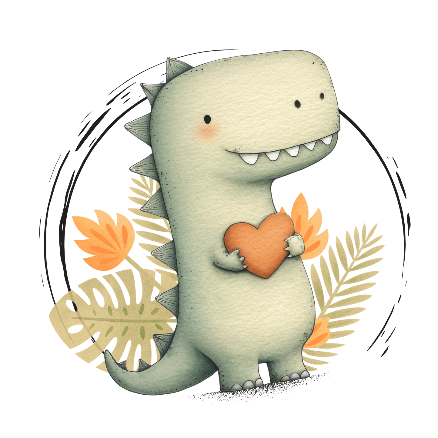 Dino Kinder Bügelbild „Herzensdino“ | DTF Transfer für Kleidung & Accessoires