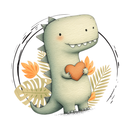 Dino Kinder Bügelbild „Herzensdino“ | DTF Transfer für Kleidung & Accessoires