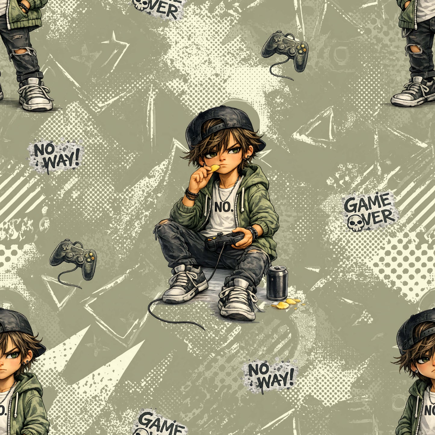 Urban Gamer Retro | Gamer Stoff Meterware | Kinderstoff