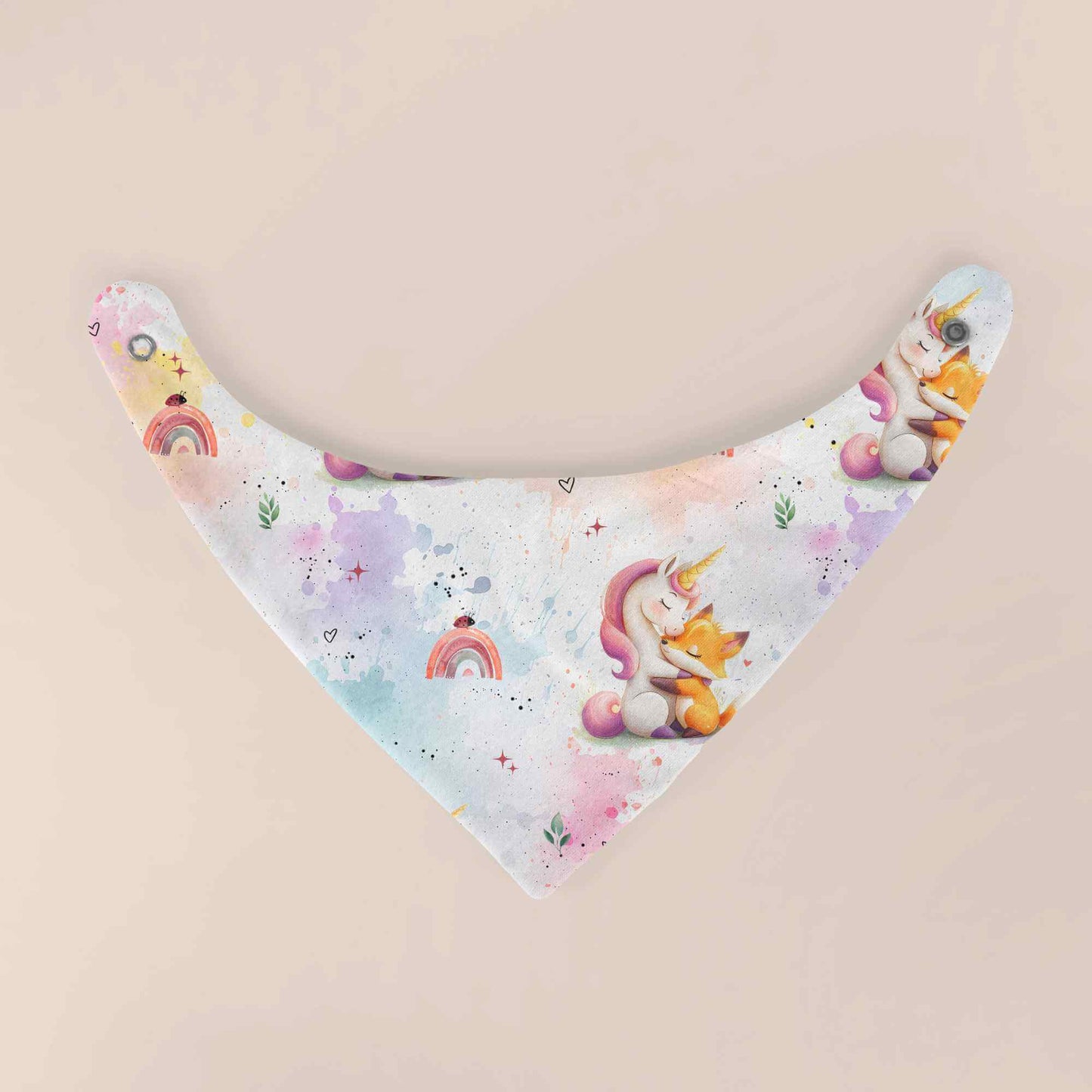 Handmade Halstuch für Baby´s "Einhorn & Fuchs" - personalisierbar