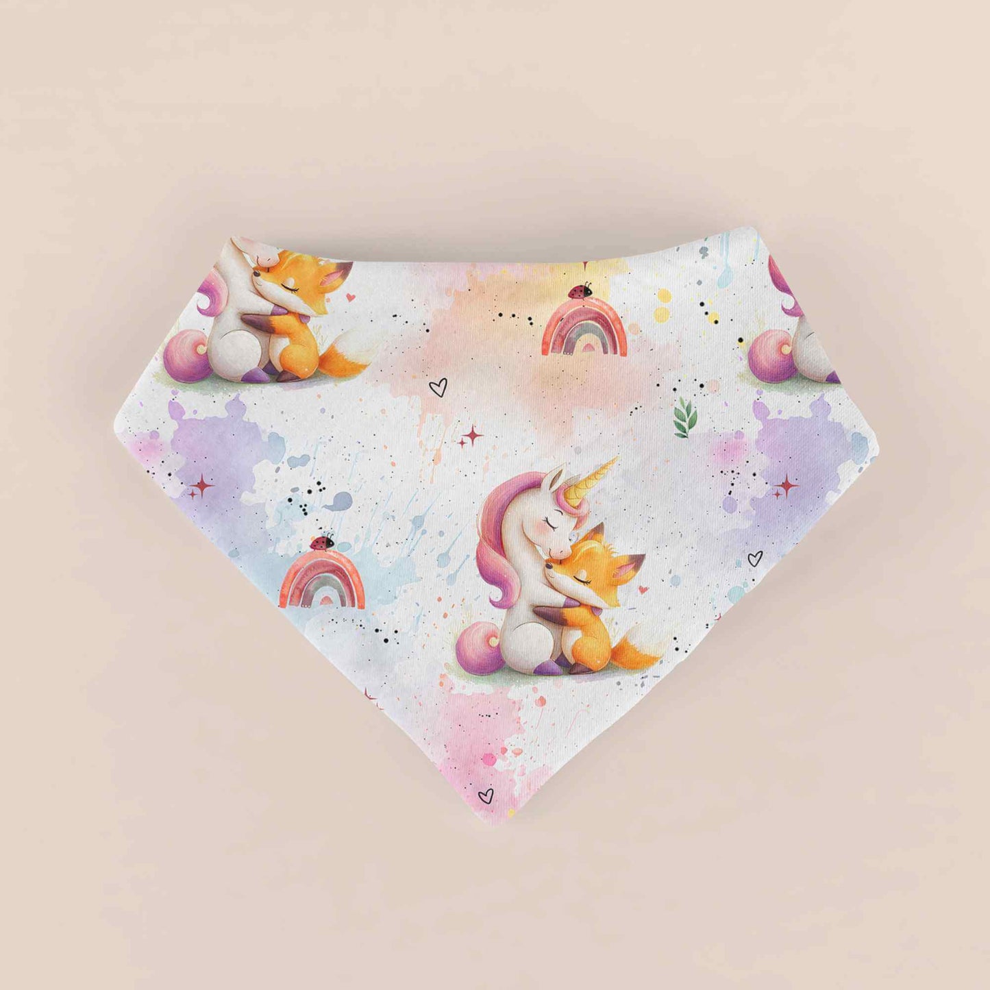 Handmade Halstuch für Baby´s "Einhorn & Fuchs" - personalisierbar