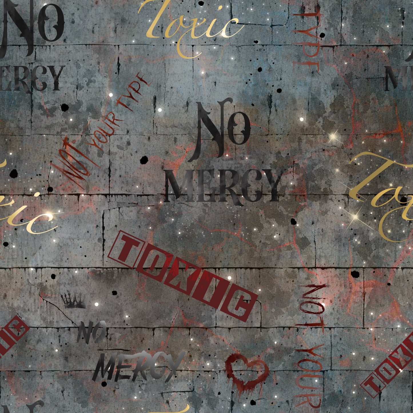 Kombi Stoff Jersey | Rib Jersey | French Terry Meterware „Fallen Angel" in Street Art