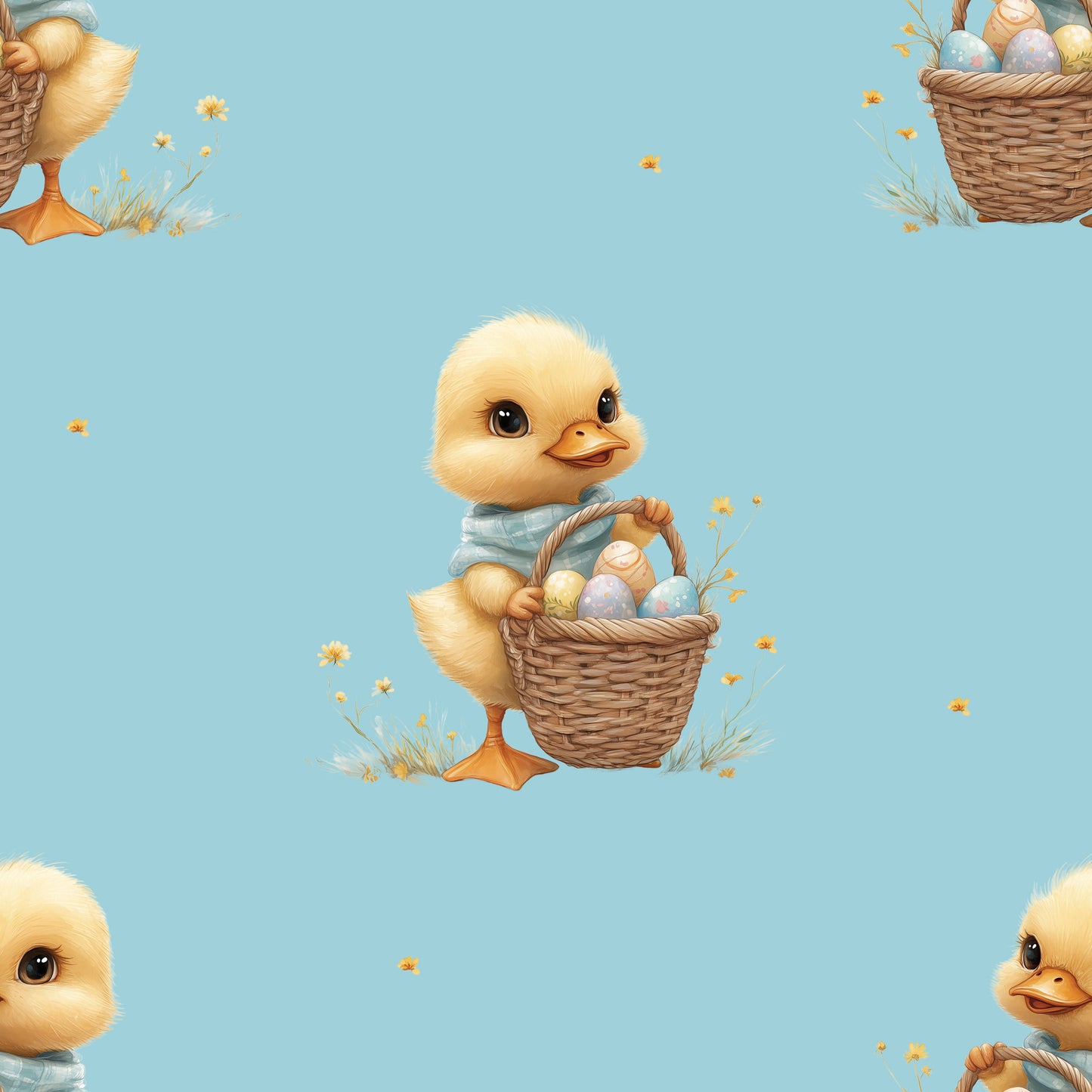 Osterküken Blau | Enten Stoff Meterware | Baby- und Kinderstoff