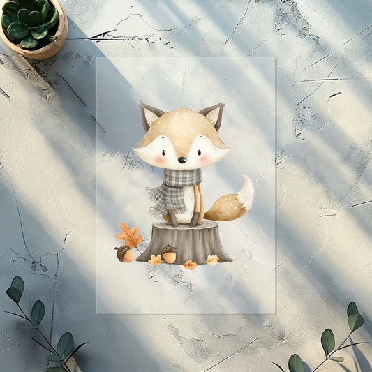 Bügelbild "kleiner Fuchs auf Baumstumpf" für Textilien