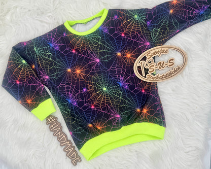 Jersey oder French Terry Neon Halloween "Spinnennetz"