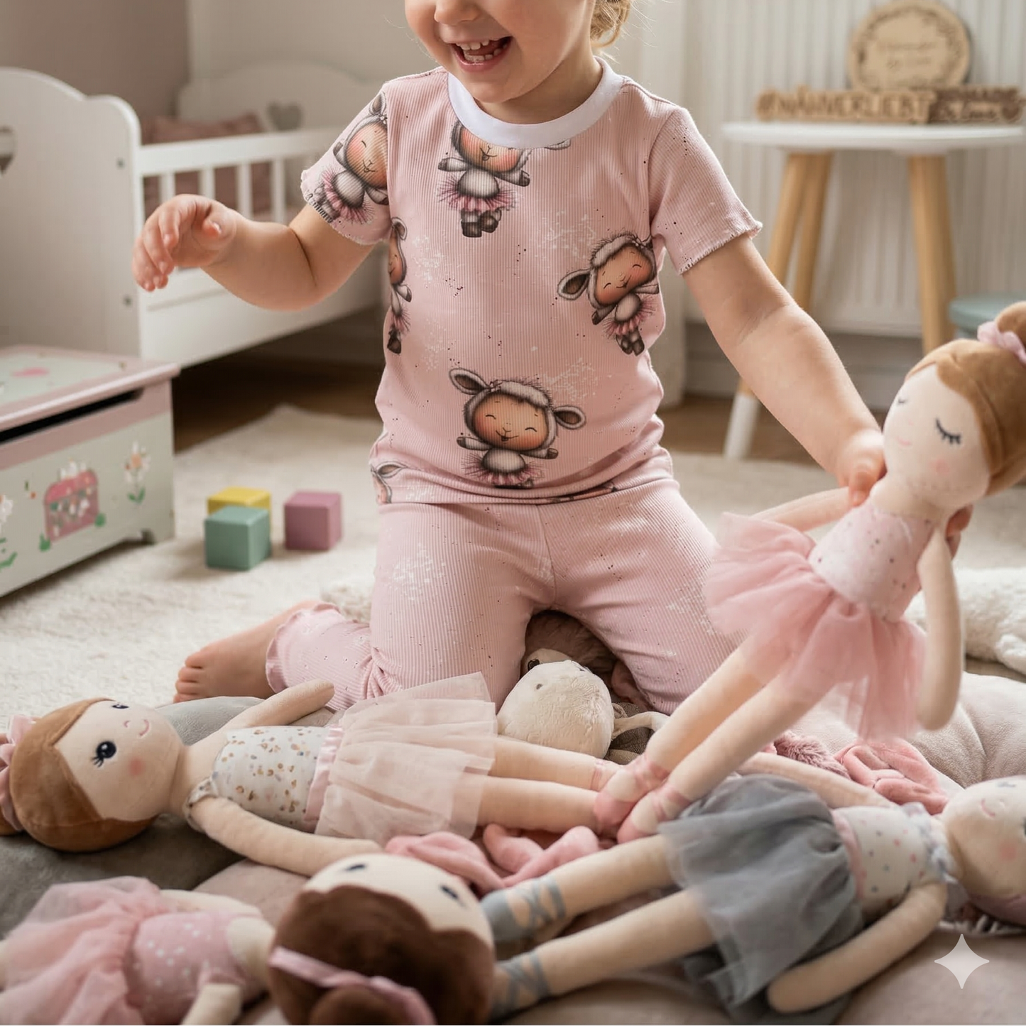 Ballerina Lämmchen | Lamm Stoff Meterware | Kinderstoff