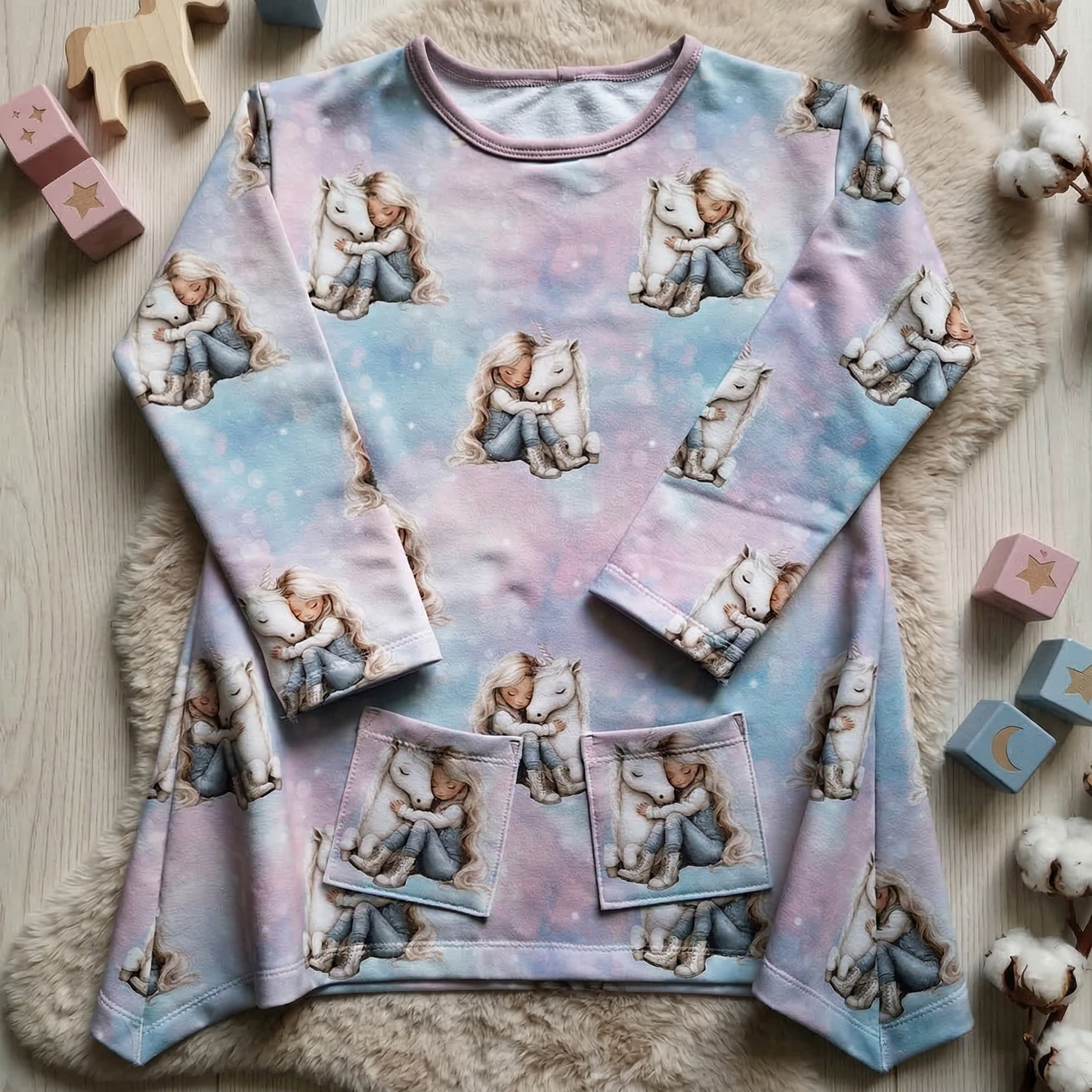 Weißes Einhorn | Einhorn Stoff Meterware | Kinderstoff