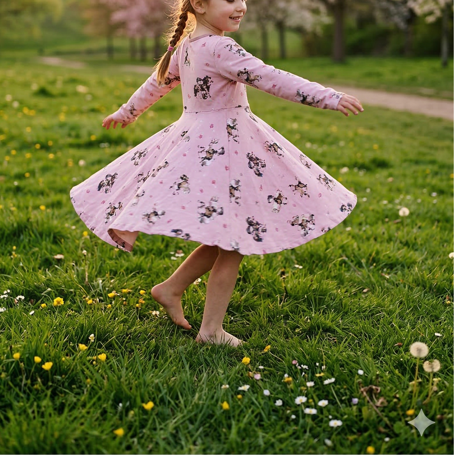 Reiterin in rosa | Pferde Stoff Meterware | Kinderstoff