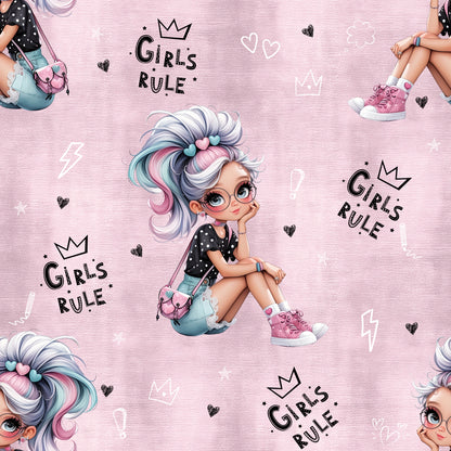 Stoffe Meterware „Girls Rule" - Jersey oder French Terry