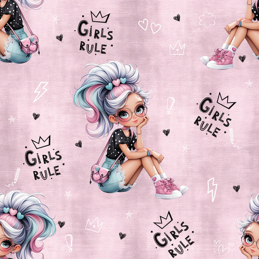 Stoffe Meterware „Girls Rule" - Jersey oder French Terry